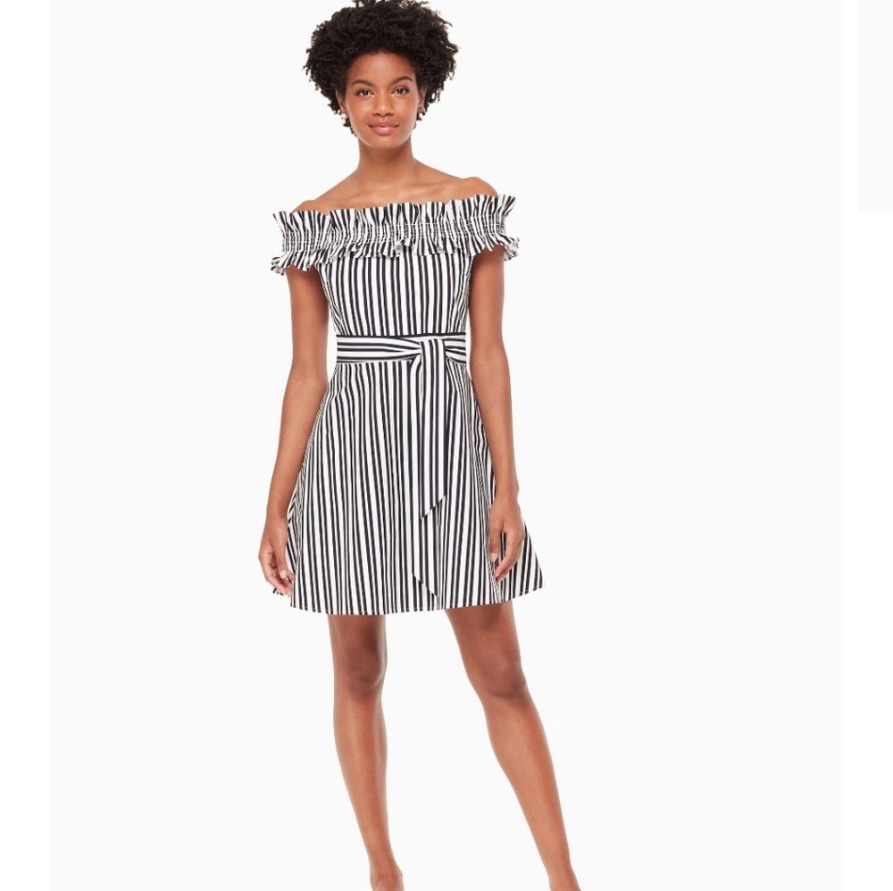 Kate Spade Candy Stripe Off The Shoulder Dress